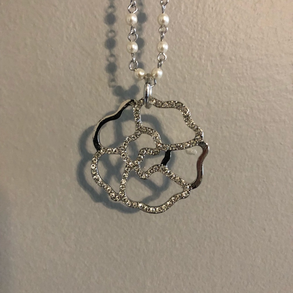 Rhinestone Rose Double Necklace